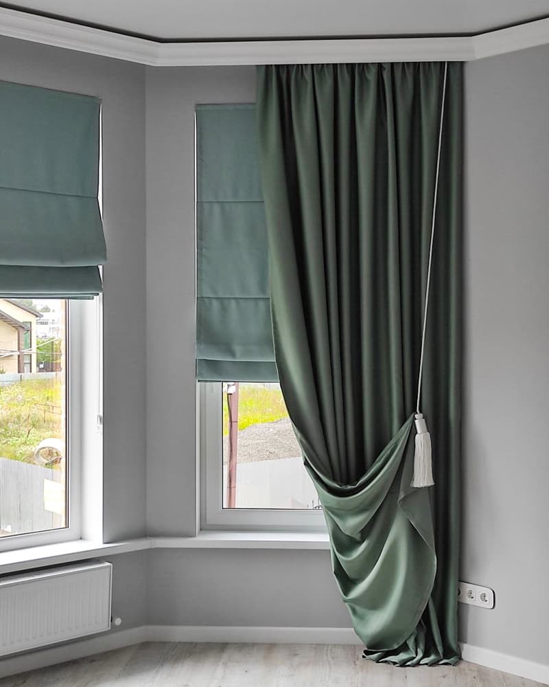 Эркер в новом свете: римские, портьеры и тюль для изысканного интерьера