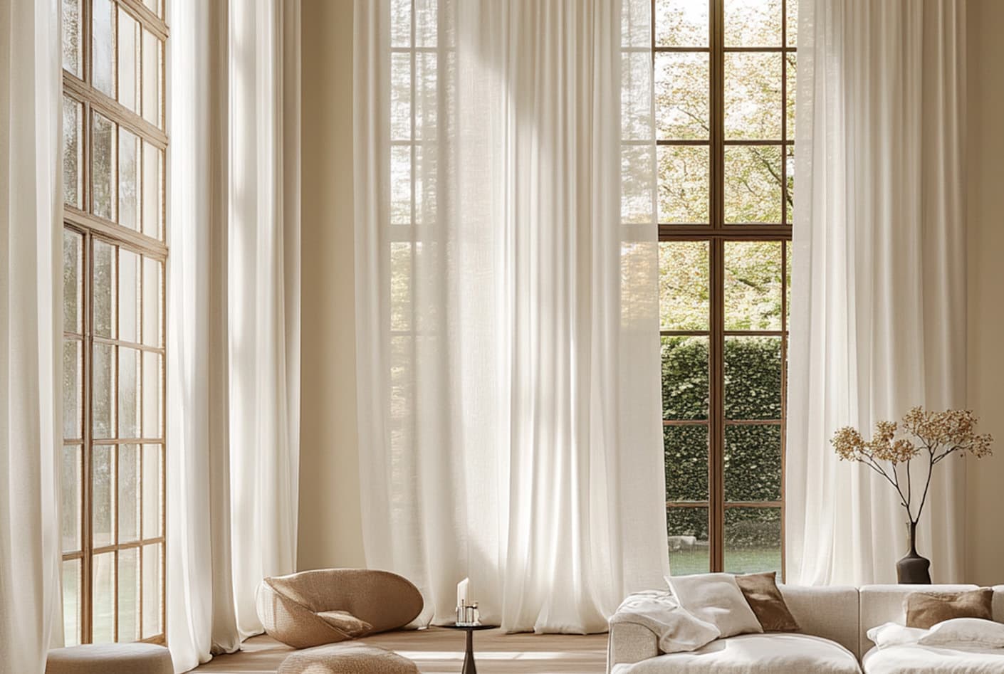 Как выбрать шторы для высоких окон: советы по декору и выбору тканей